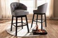 Baxton Studio Theron Transitional Gray Fabric Upholstered Wood Swivel Bar Stool Set of 2