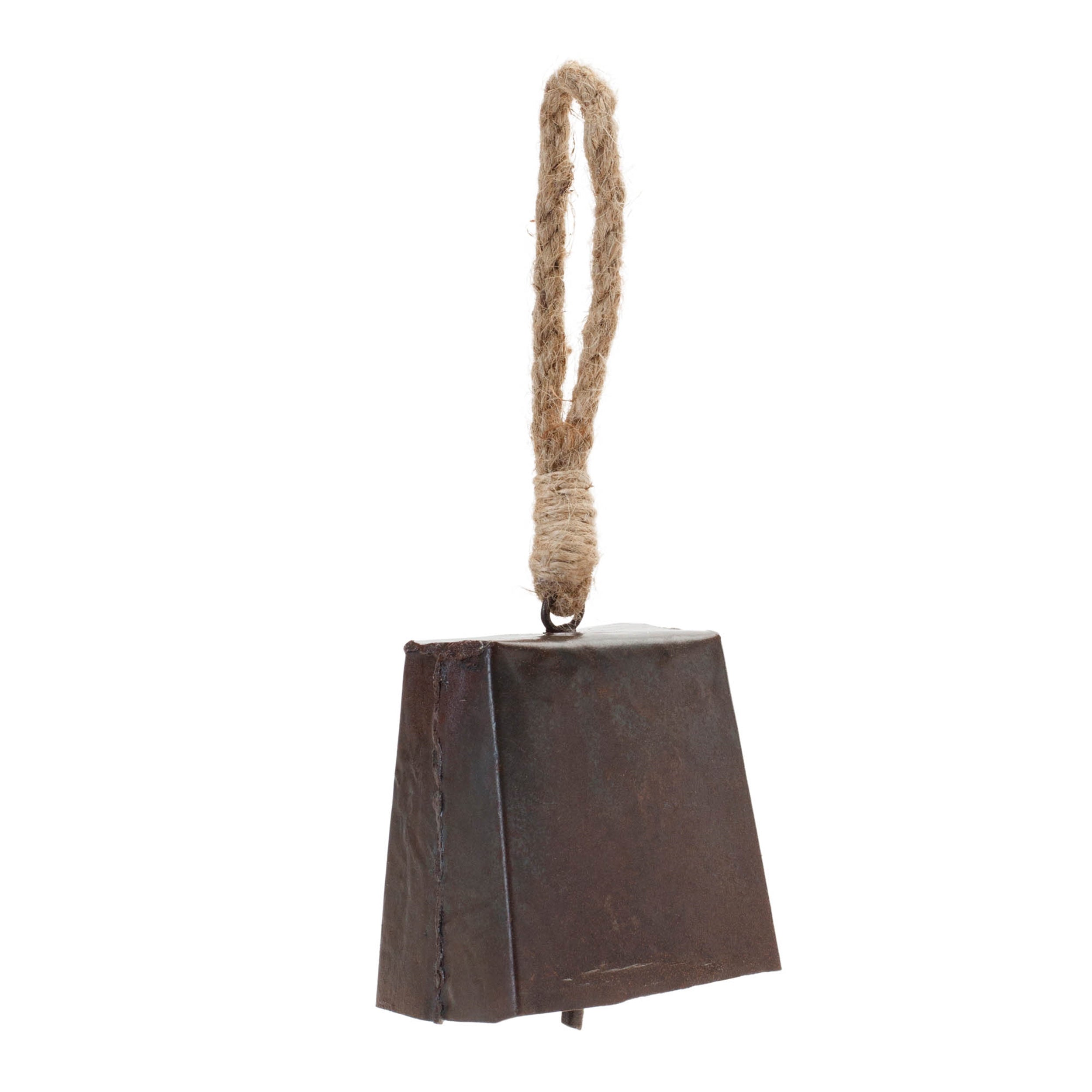 Bronze Metal Bell Ornament with Jute Rope Hanger (Set of 4)