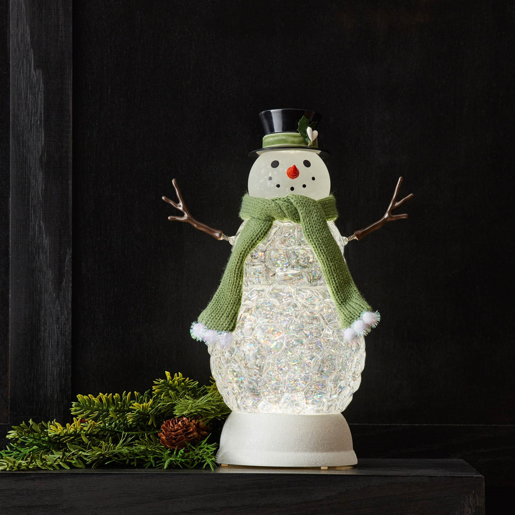 LED Snowman Snow Globe 11"H