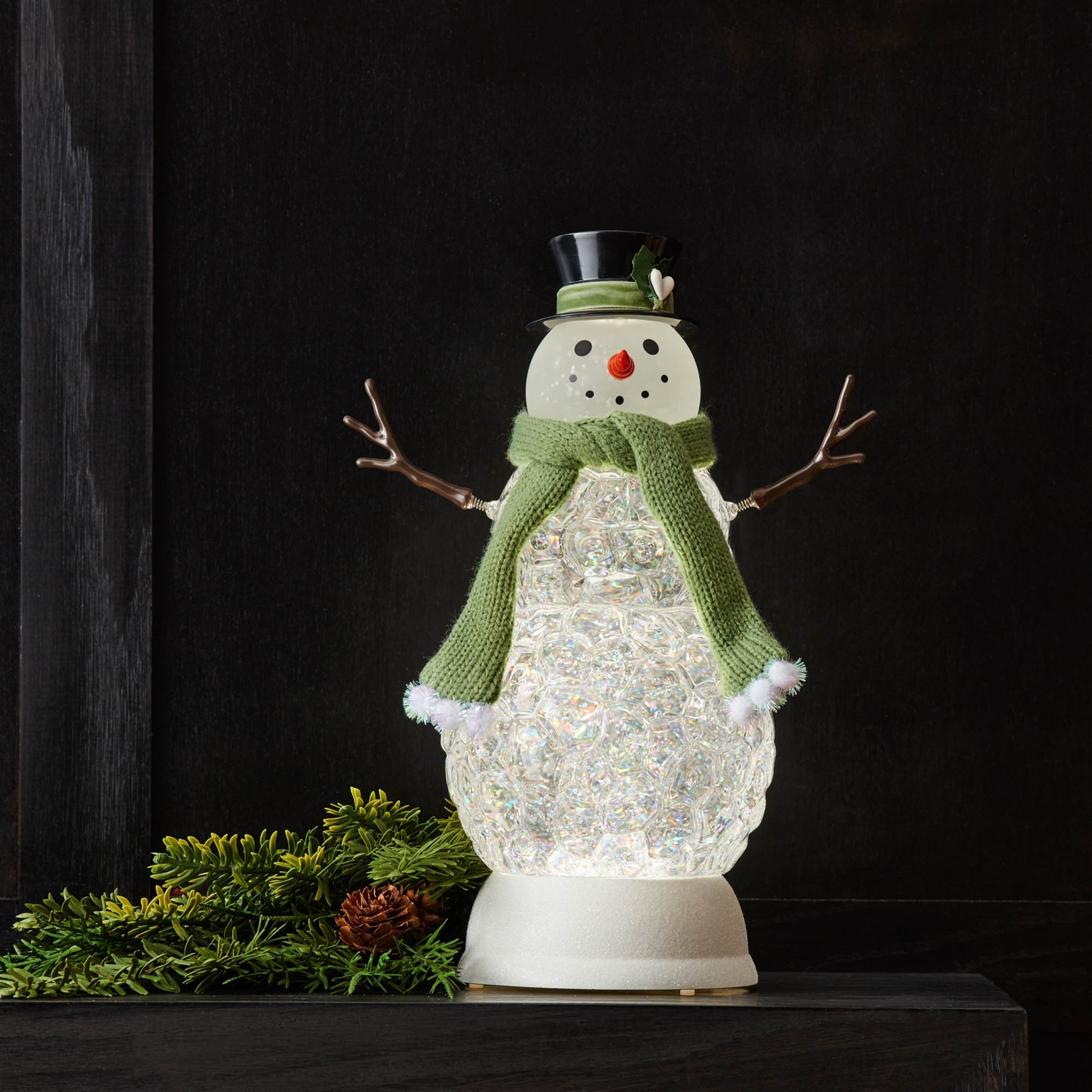LED Snowman Snow Globe 11"H