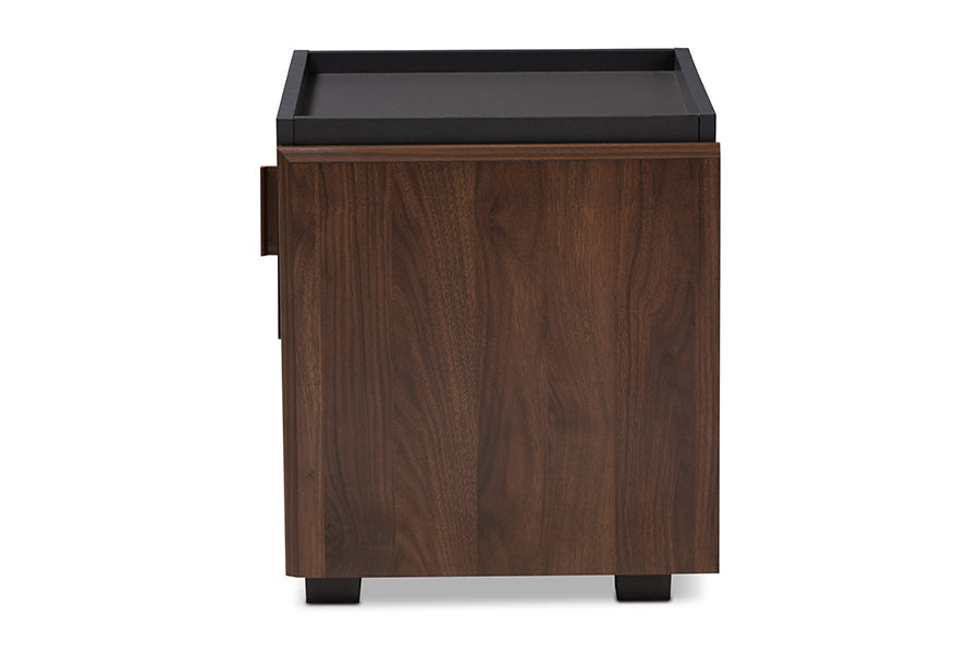 Baxton Studio Rikke Modern and Contemporary Two-Tone Gray and Walnut Finished Wood 1-Drawer Nightstand