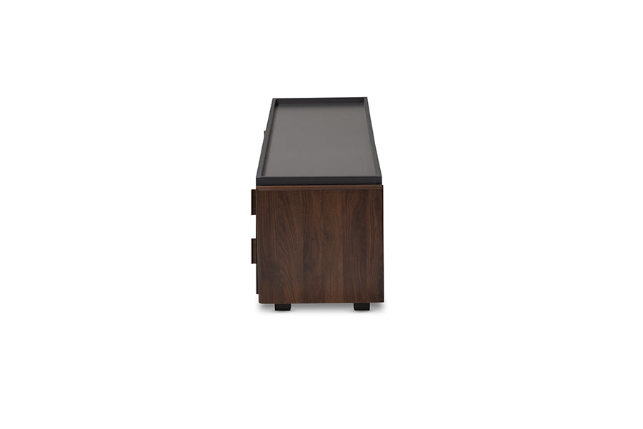 Baxton Studio Rikke Modern and Contemporary Two-Tone Gray and Walnut Finished Wood 2-Drawer TV Stand