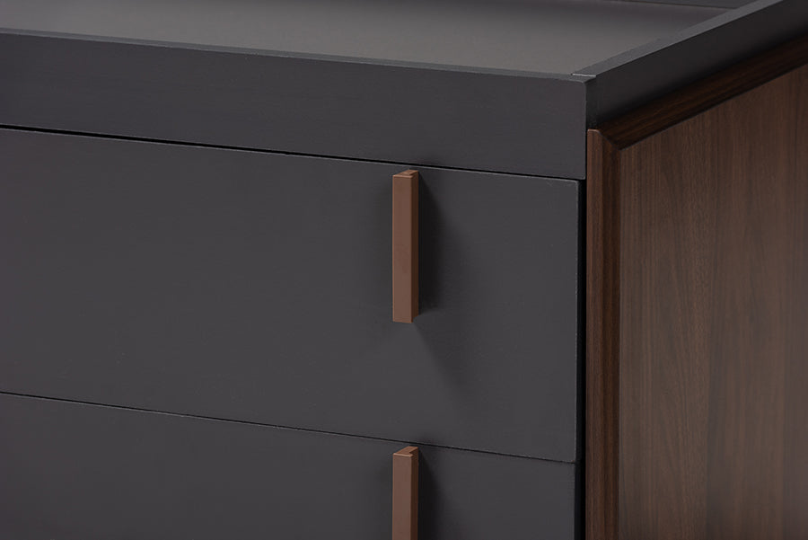 Baxton Studio Rikke Modern and Contemporary Two-Tone Gray and Walnut Finished Wood 2-Drawer TV Stand