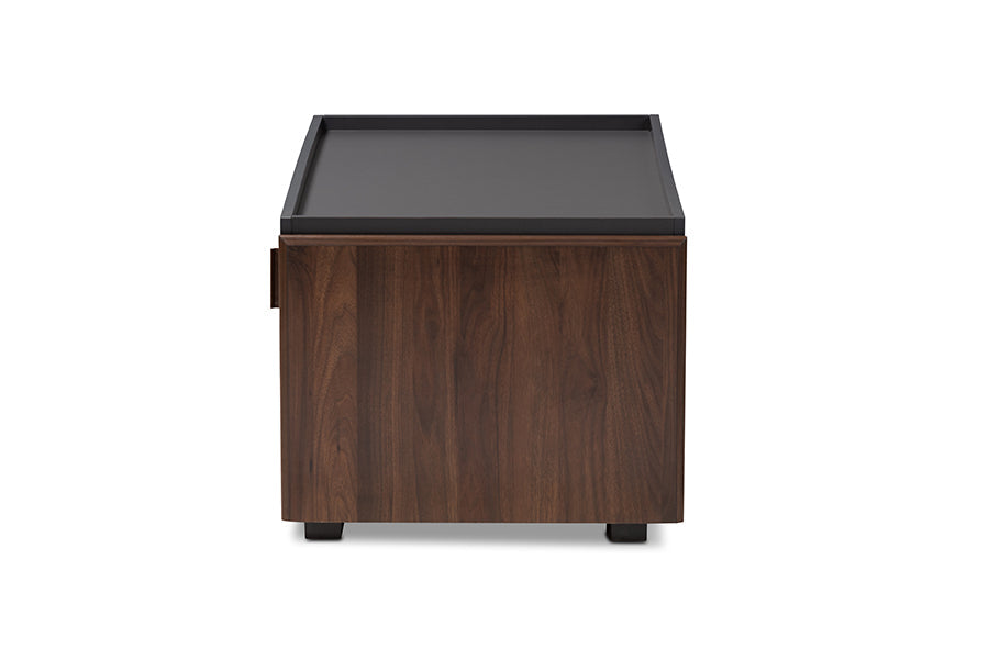 Baxton Studio Rikke Modern and Contemporary Two-Tone Gray and Walnut Finished Wood 2-Drawer Coffee Table