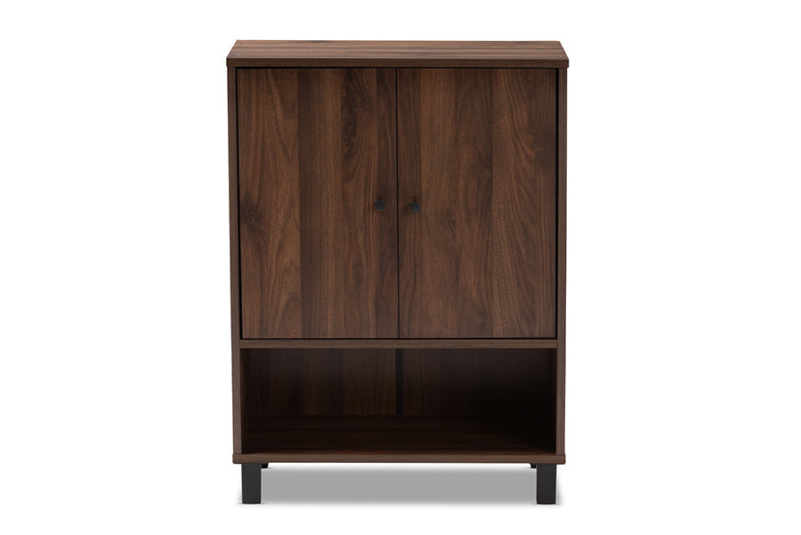 Baxton Studio Rossin Modern and Contemporary Walnut Brown Finished 2-Door Wood Entryway Shoe Storage Cabinet