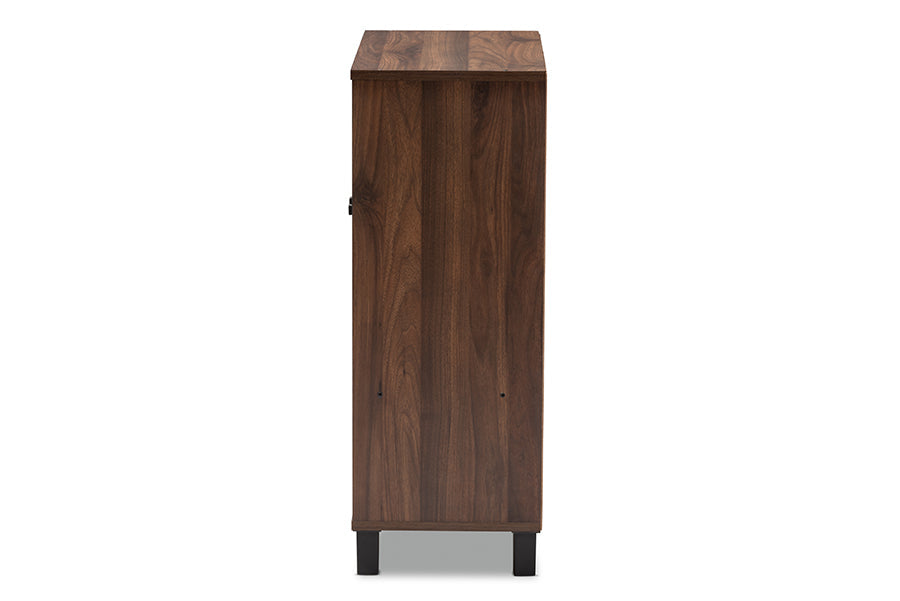 Baxton Studio Rossin Modern and Contemporary Walnut Brown Finished 2-Door Wood Entryway Shoe Storage Cabinet