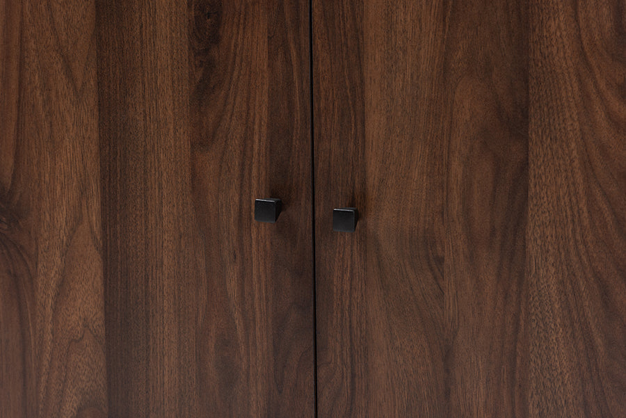 Baxton Studio Rossin Modern and Contemporary Walnut Brown Finished 2-Door Wood Entryway Shoe Storage Cabinet