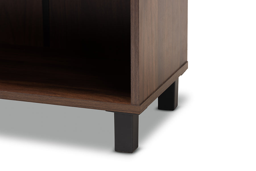 Baxton Studio Rossin Modern and Contemporary Walnut Brown Finished 2-Door Wood Entryway Shoe Storage Cabinet