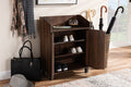 Baxton Studio Rossin Modern and Contemporary Walnut Brown Finished 2-Door Wood Entryway Shoe Storage Cabinet with Open Shelf