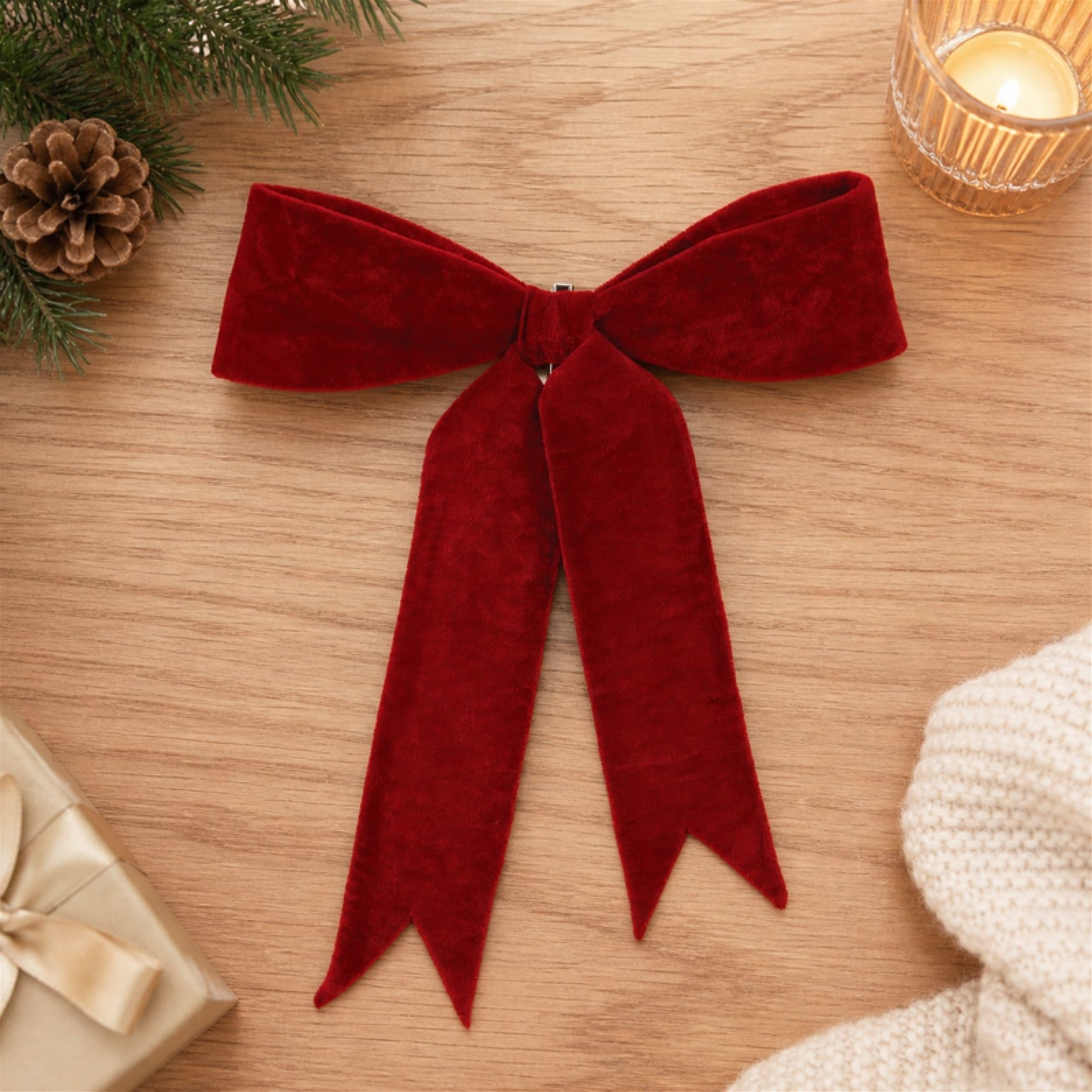 Red Wired Holiday Bow (Set of 2)