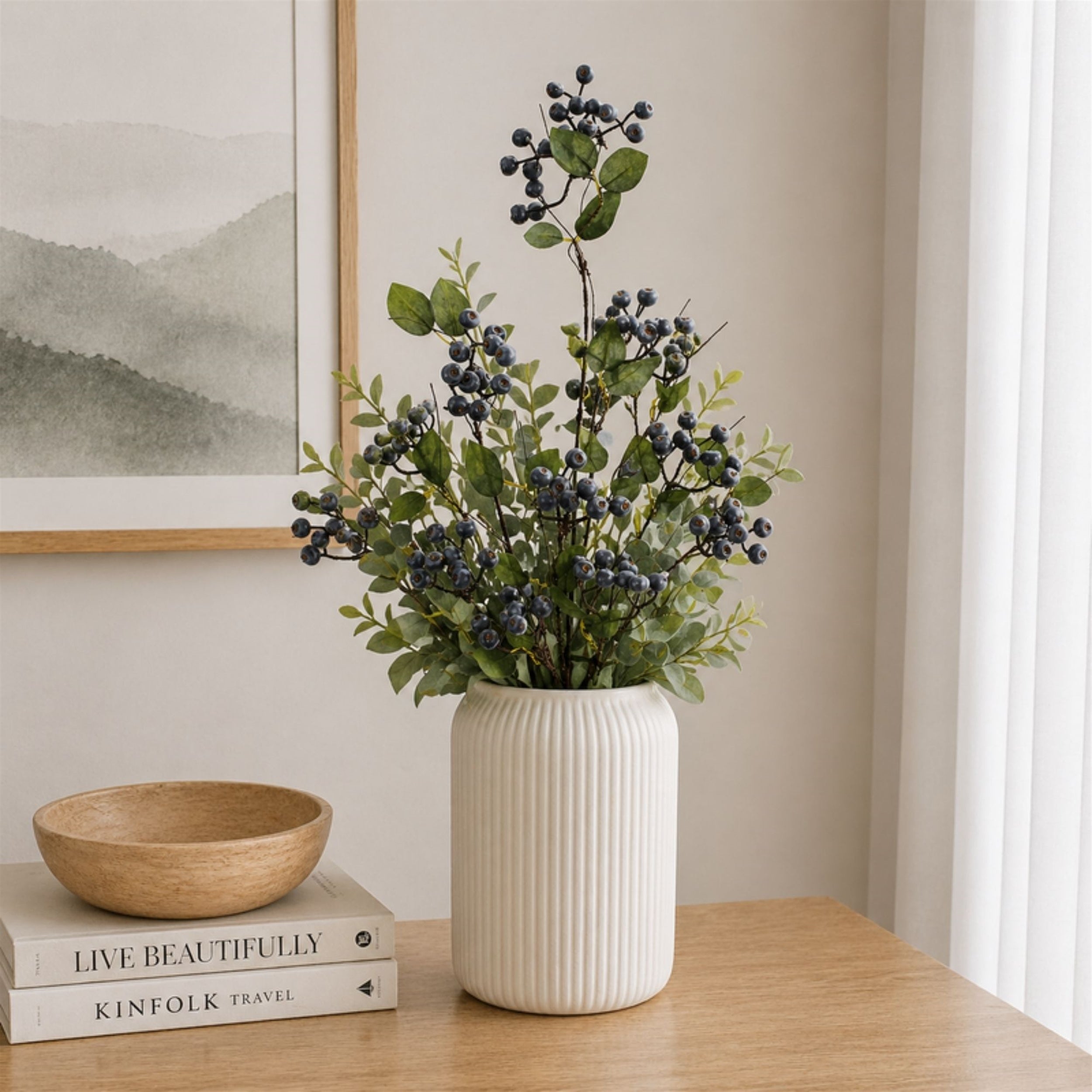 Blue Berry Foliage Spray (Set of 2)