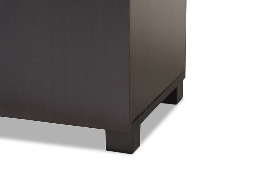 Baxton Studio Marine Modern and Contemporary Wenge Dark Brown Finished 2-Door Wood Entryway Shoe Storage Cabinet with Open Shelves