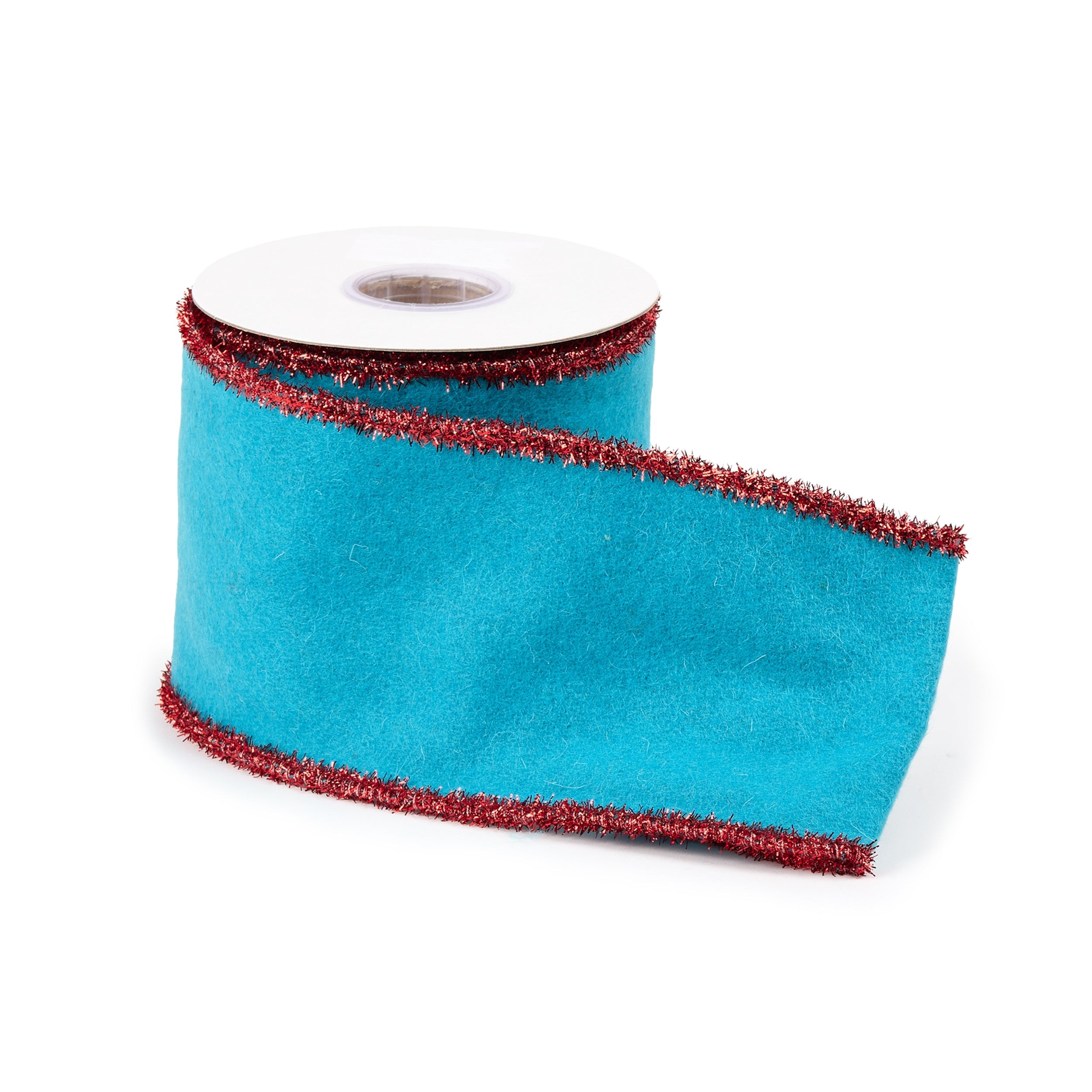 Blue Wool and Red Wired Ribbon (Set of 2)