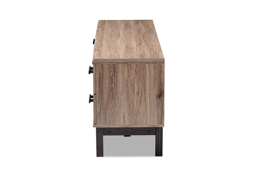 Baxton Studio Arend Modern and Contemporary Two-Tone Oak and Ebony Wood 4-Drawer TV Stand