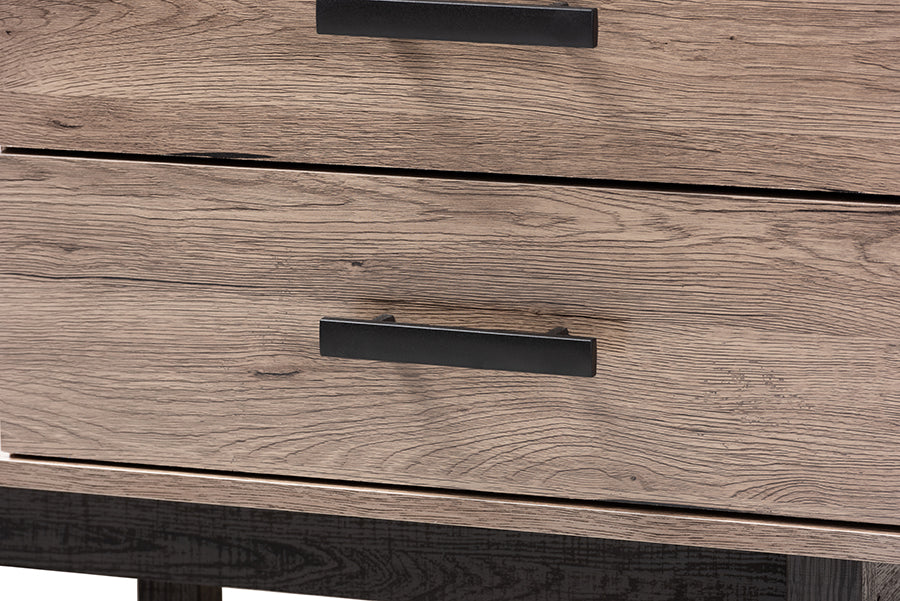 Baxton Studio Arend Modern and Contemporary Two-Tone Oak and Ebony Wood 4-Drawer TV Stand