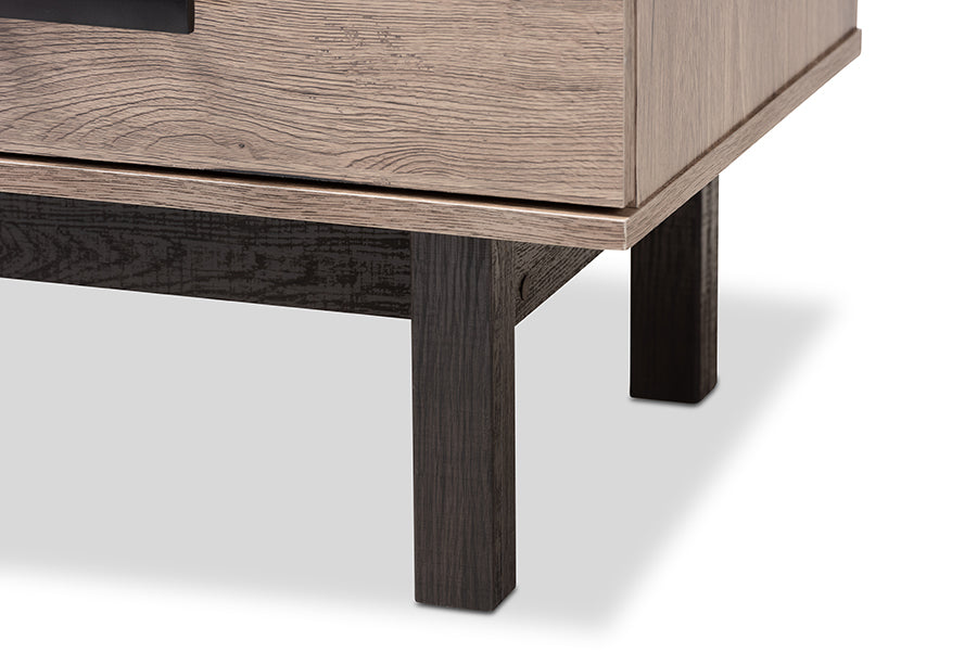 Baxton Studio Arend Modern and Contemporary Two-Tone Oak and Ebony Wood 4-Drawer TV Stand