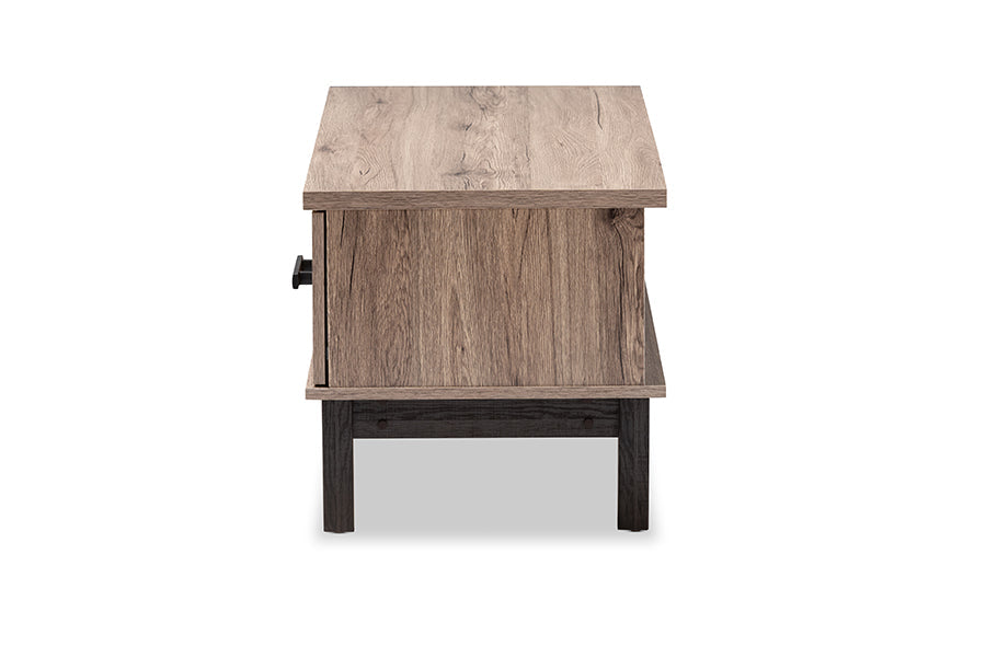 Baxton Studio Arend Modern and Contemporary Two-Tone Oak Brown and Black Wood 1-Drawer Coffee Table
