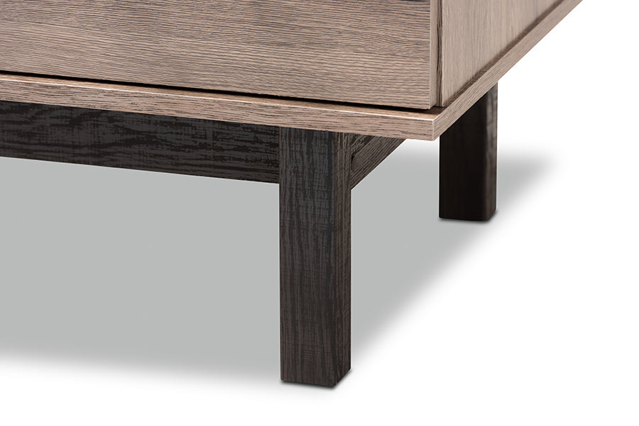 Baxton Studio Arend Modern and Contemporary Two-Tone Oak Brown and Black Wood 1-Drawer Coffee Table