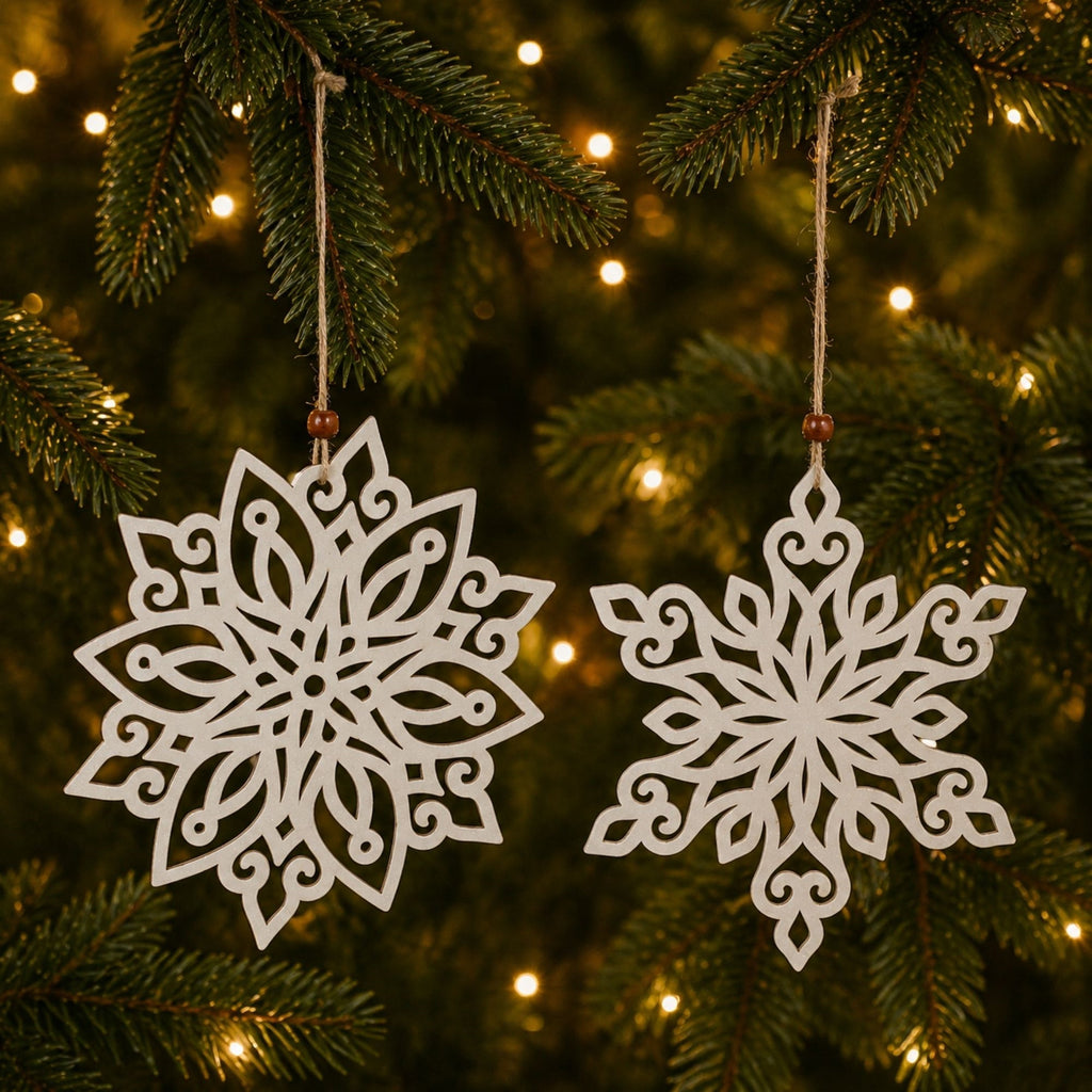 Wood Cut-Out Snowflake Ornament (Set of 24)