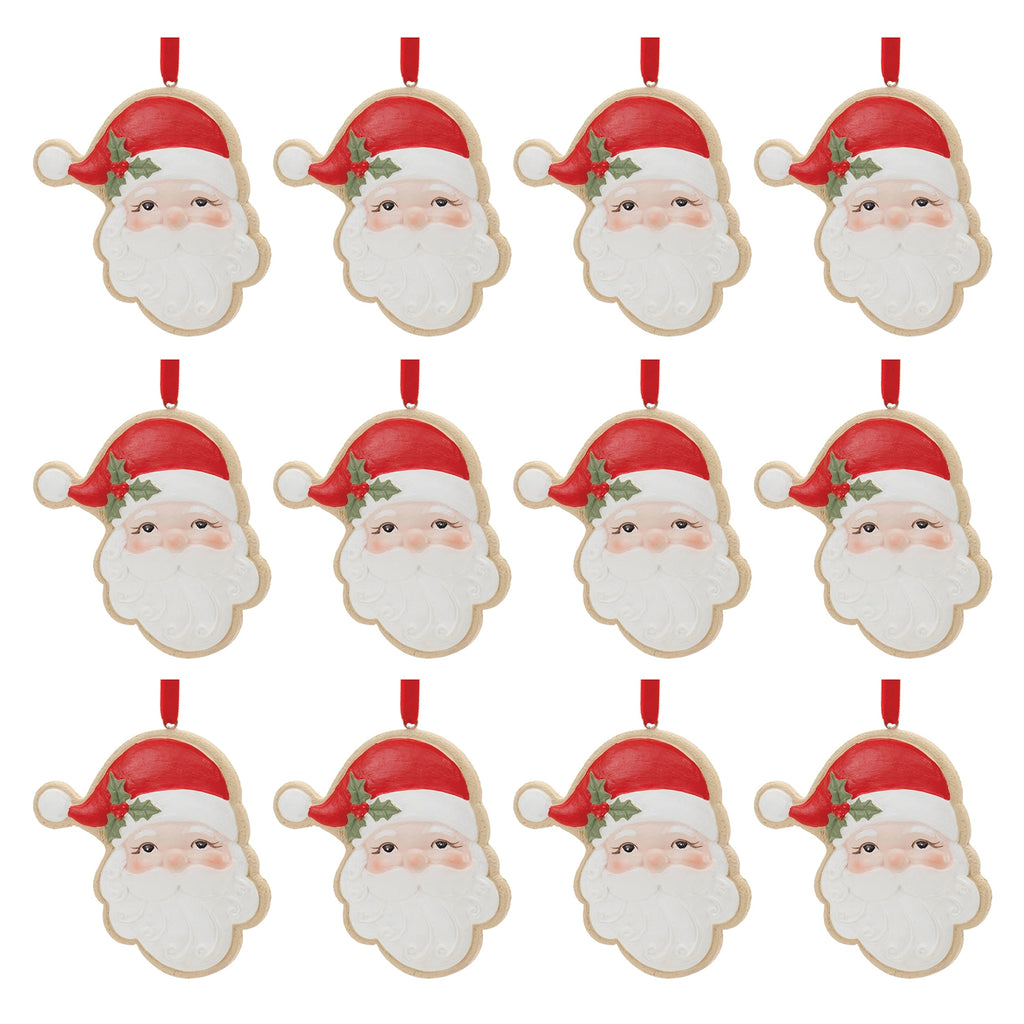 Frosted Santa Cookie Ornament (Set of 12)