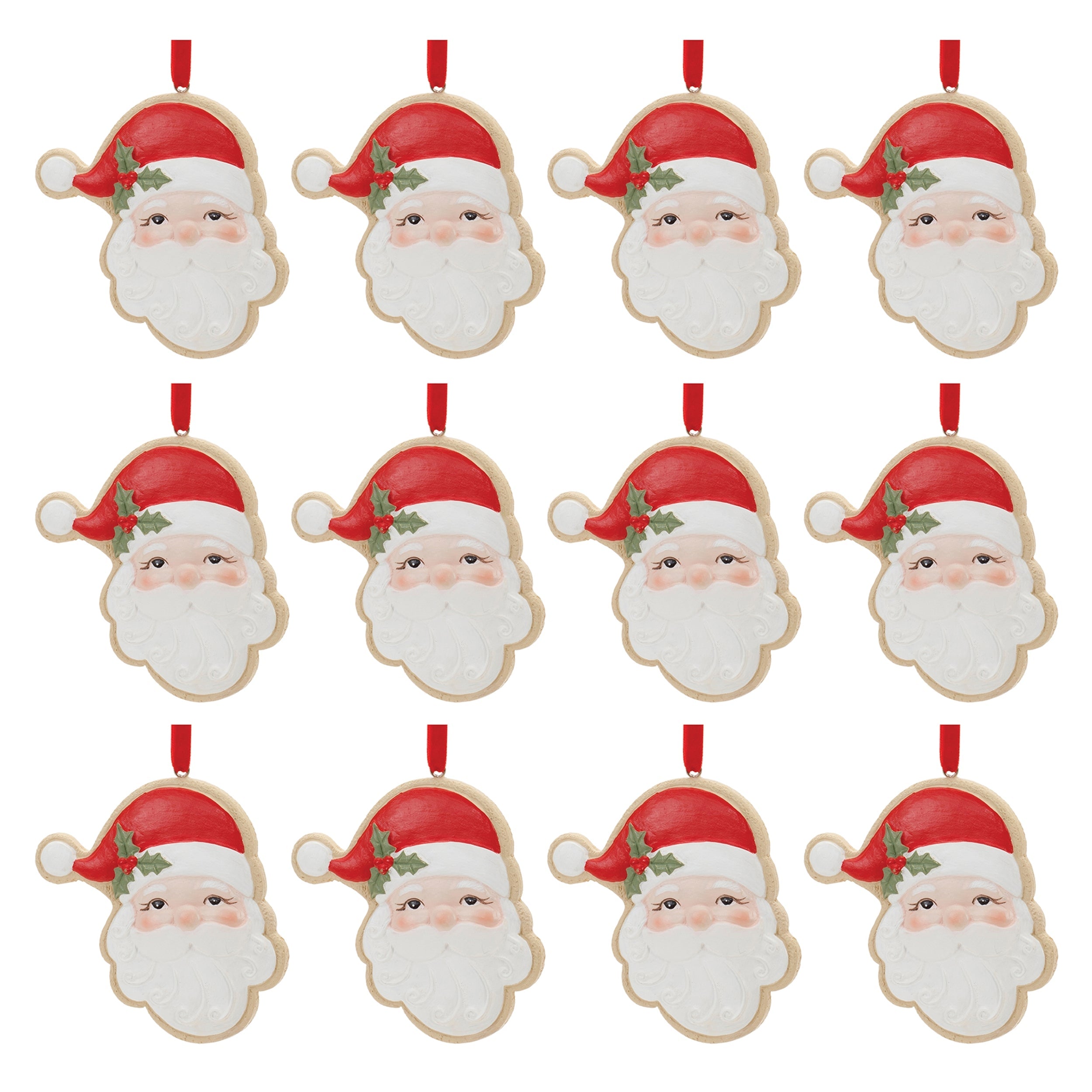 Frosted Santa Cookie Ornament (Set of 12)