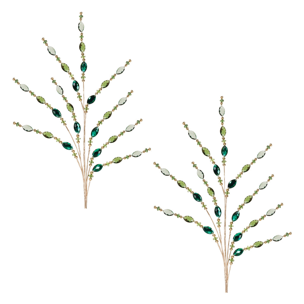 Green Jewel Bead Spray (Set of 2)