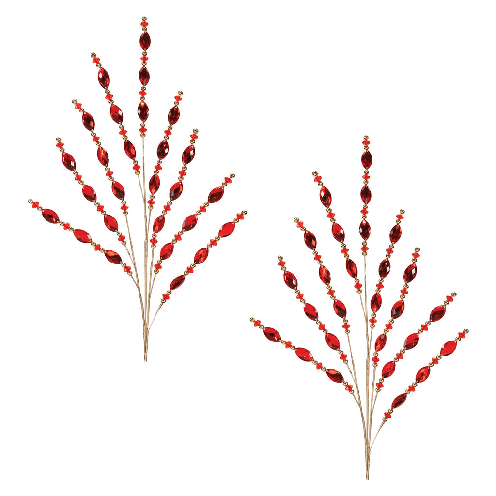 Red Jewel Bead Spray (Set of 2)