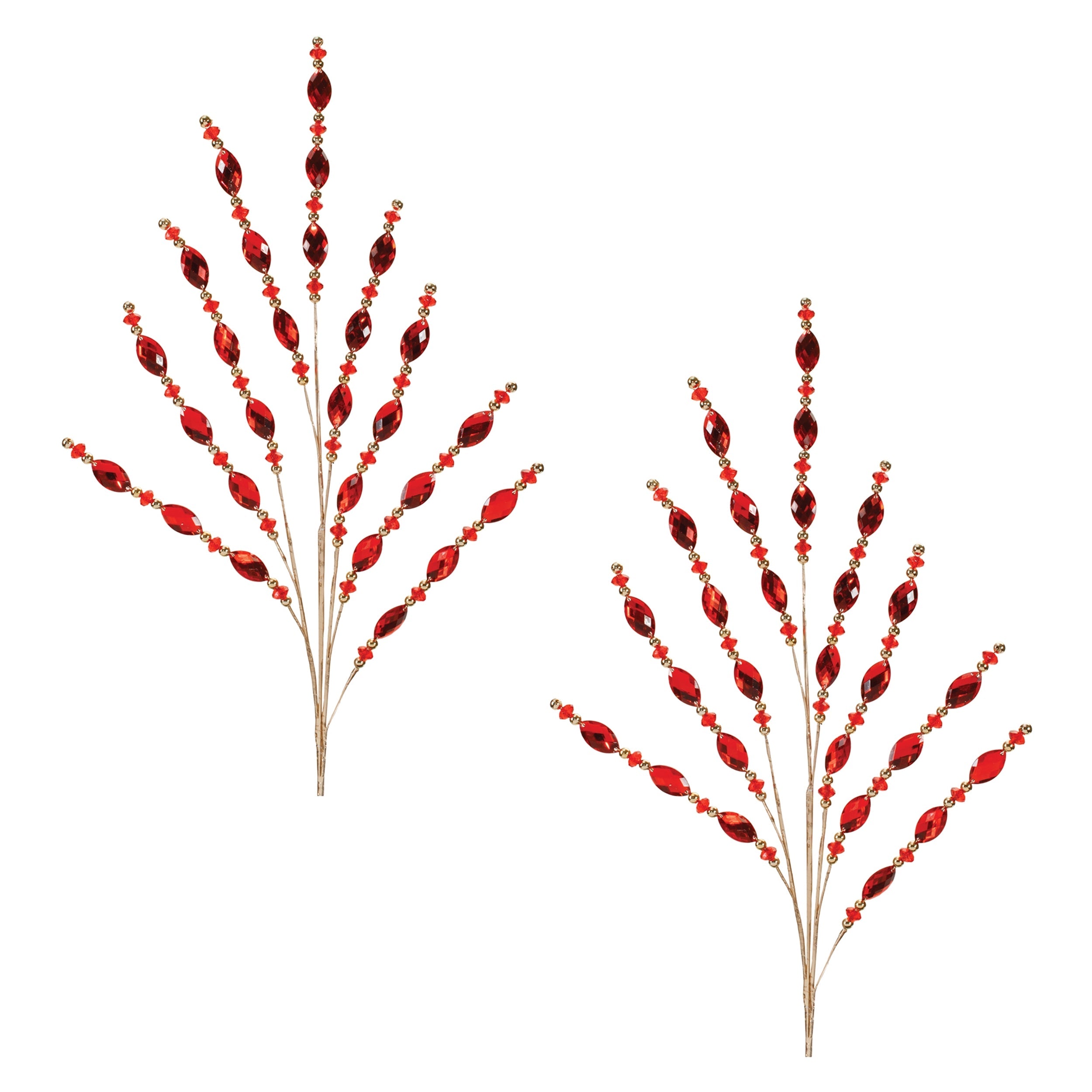 Red Jewel Bead Spray (Set of 2)