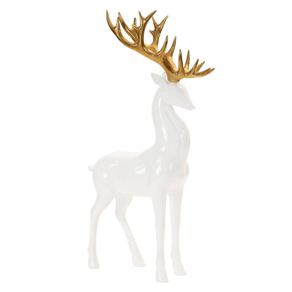 Modern Holiday Deer with Gold Antler Accent (Set of 2)