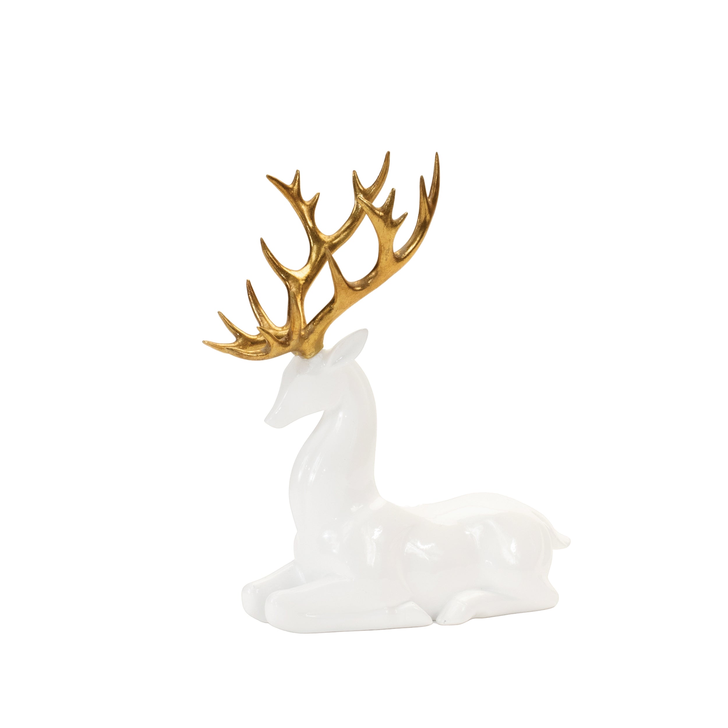 Modern Holiday Deer with Gold Antler Accent (Set of 2)