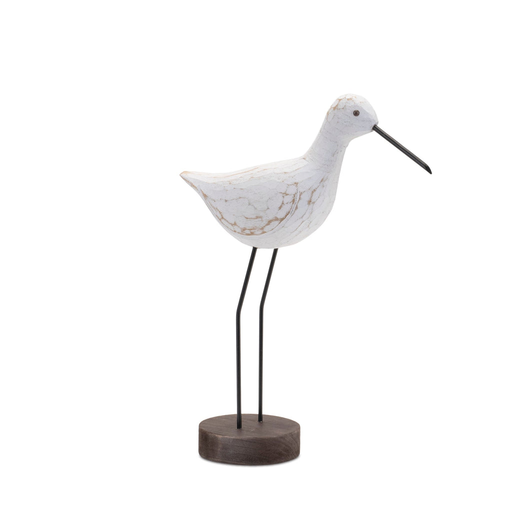 Carved Wood Sea Bird with Metal Stand (Set of 2)