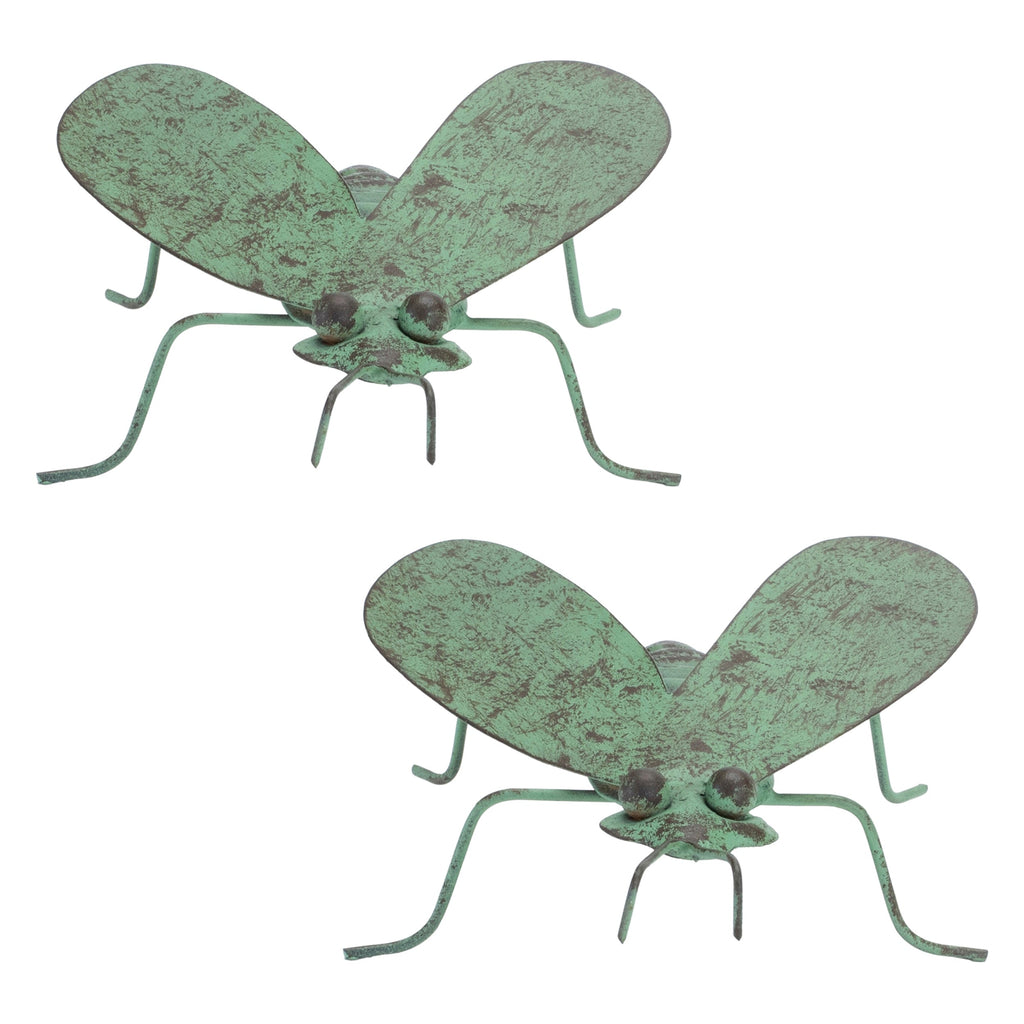 Iron Metal Bumble Bee Garden Accent (Set of 2)