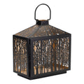 Forest Cut Metal Lantern with Gold Accent 12"H