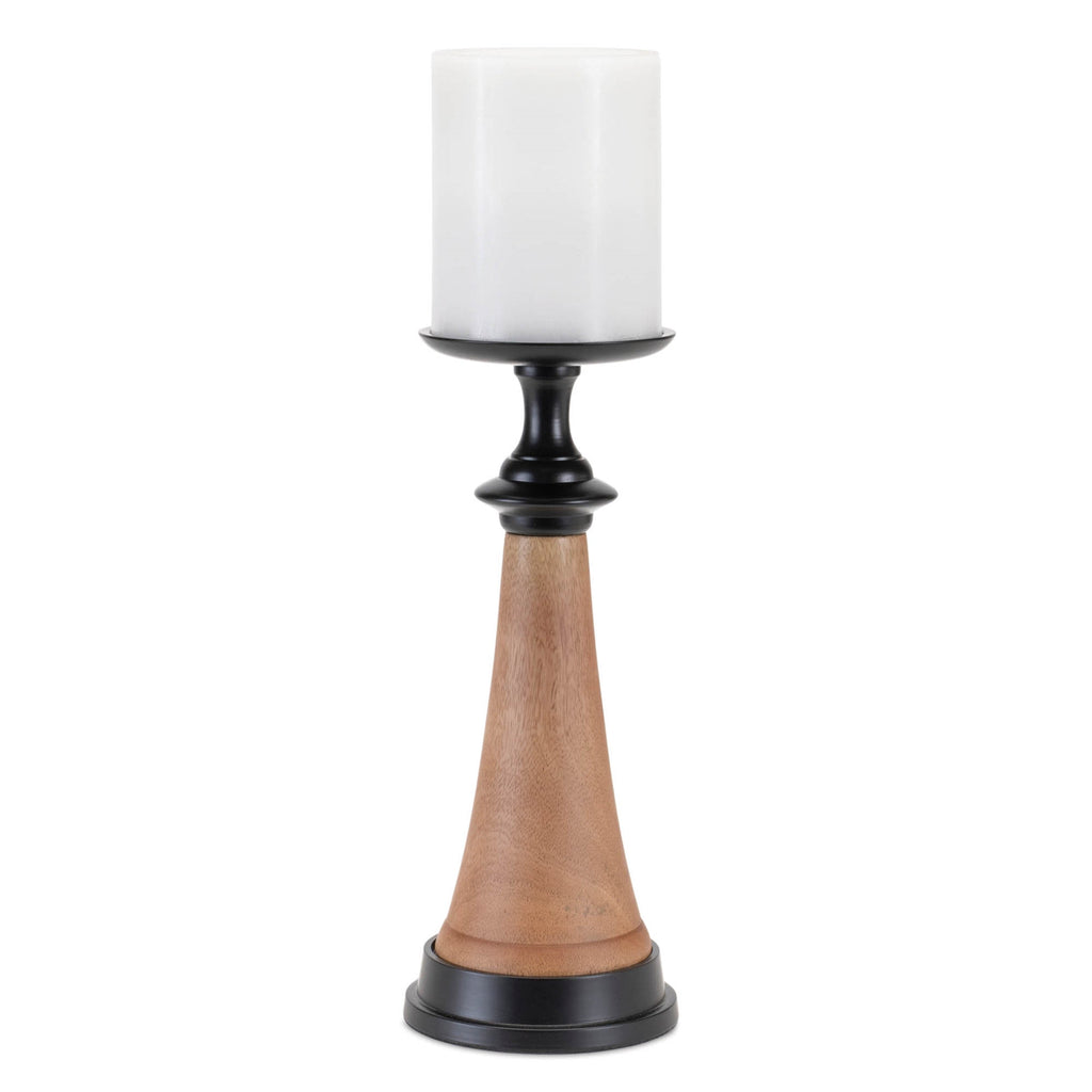 Tapered Wood and Metal Candle Holder (Set of 2)