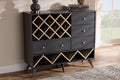 Baxton Studio Savino Mid-Century Modern Dark Grey and Oak Finished Wood Wine Cabinet