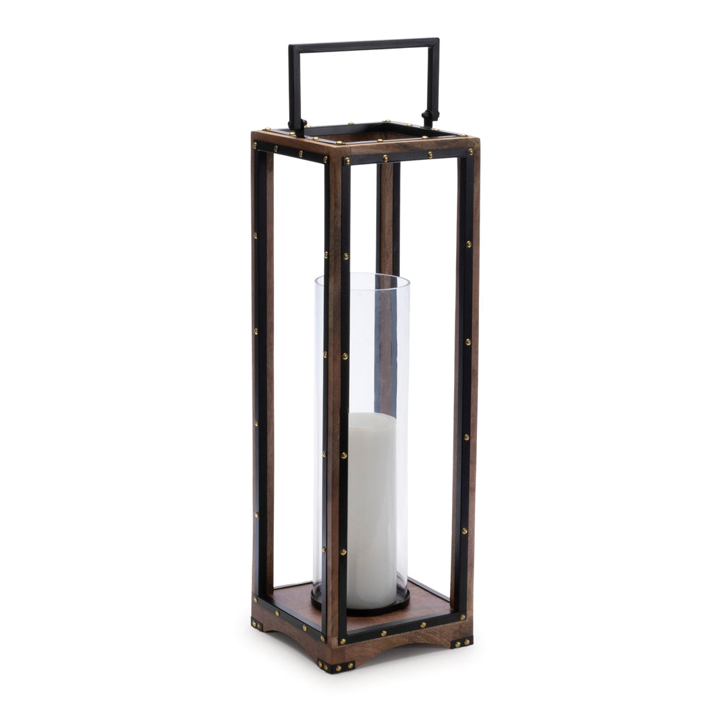 Framed Candle Holder with Rivet Detail 25.25"H