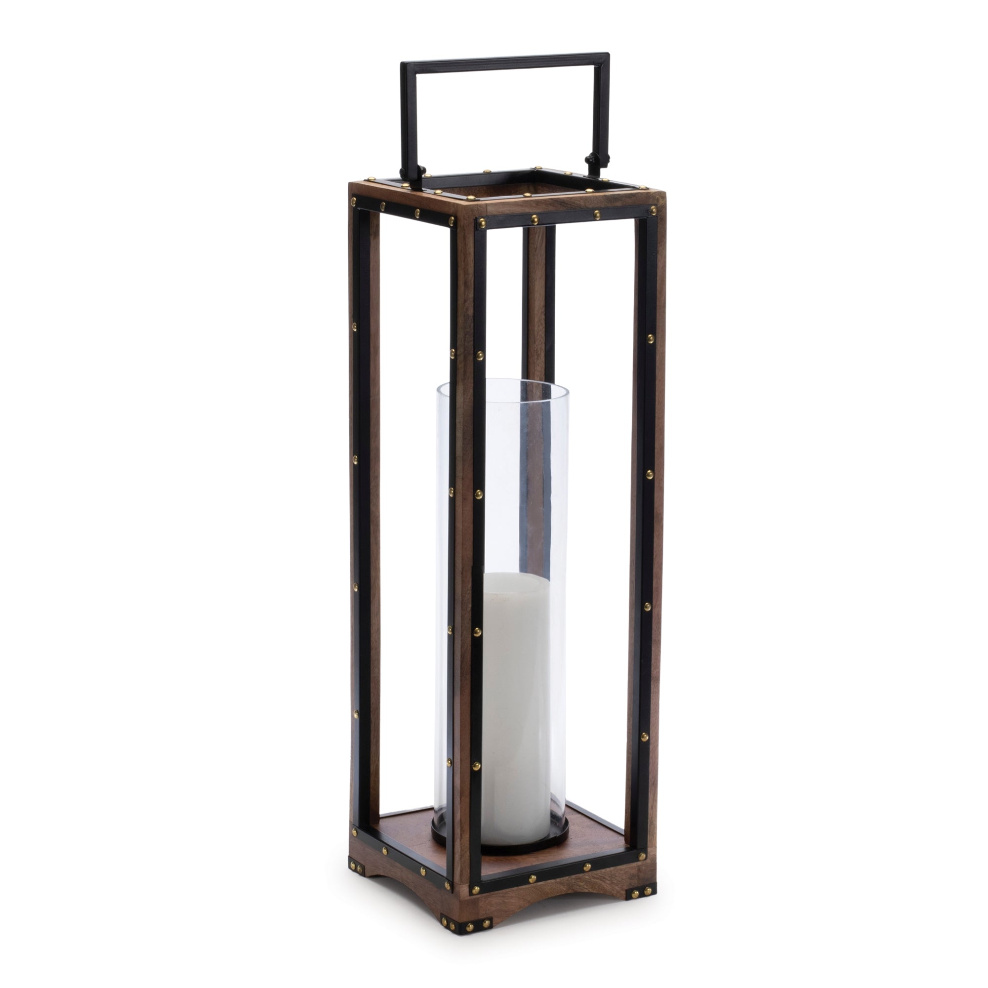 Framed Candle Holder with Rivet Detail 25.25"H