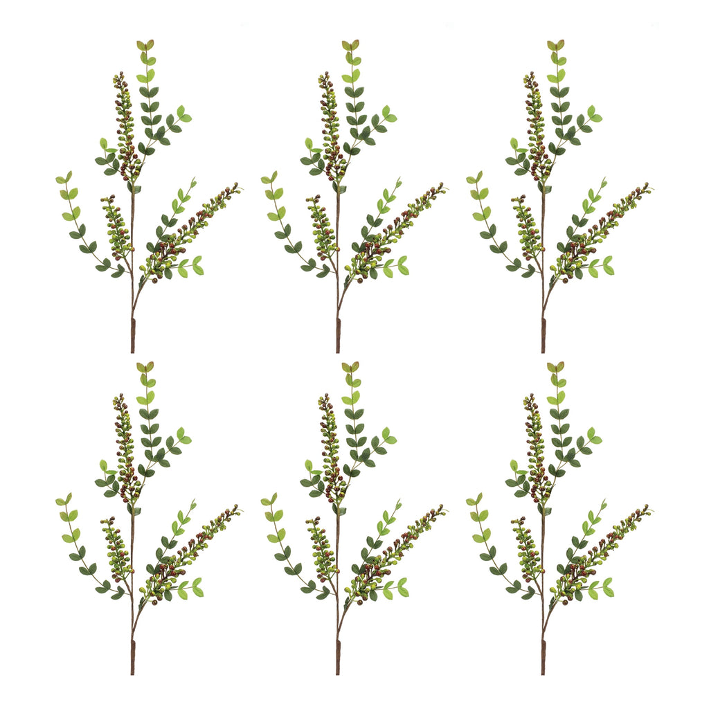 Variegated Red Berry Foliage Spray (Set of 6)