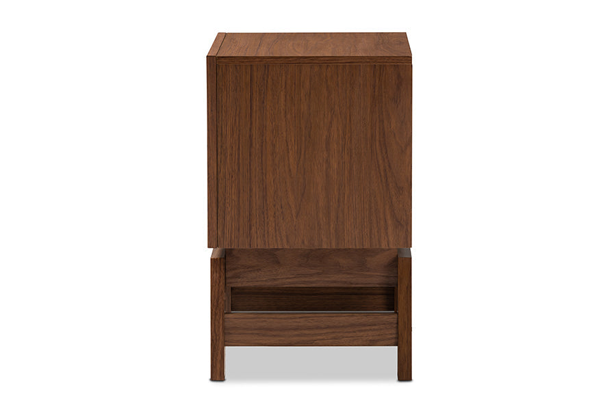Baxton Studio Svante Mid-Century Modern Walnut Brown and Dark Gray Finished Wood 1-Drawer Nightstand
