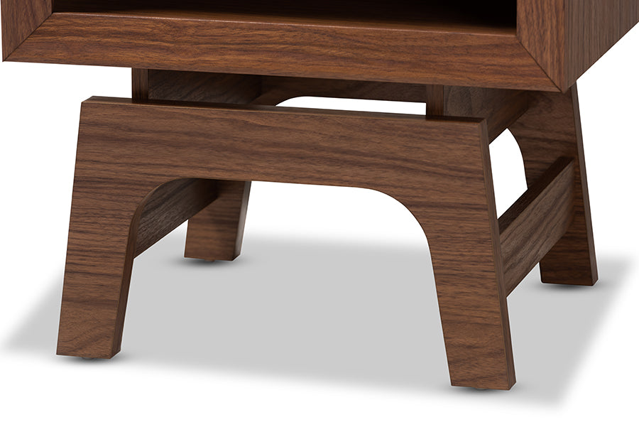 Baxton Studio Svante Mid-Century Modern Walnut Brown and Dark Gray Finished Wood 1-Drawer Nightstand