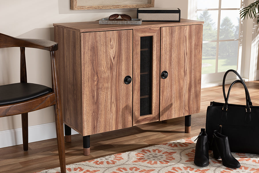 Baxton Studio Valina Modern and Contemporary 2-Door Wood Entryway Shoe Storage Cabinet