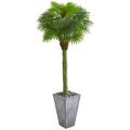 6.5'Fan Palm Artificial Tree in Cement Planter UV Resistant (Indoor/Outdoor)