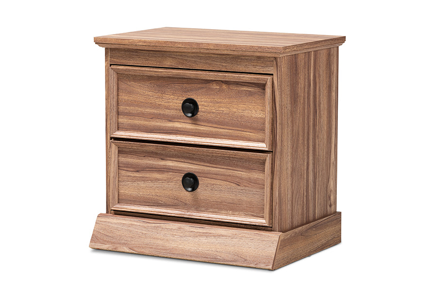 Baxton Studio Ryker Modern and Contemporary Oak Finished 2-Drawer Wood Nightstand
