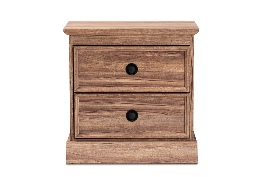Baxton Studio Ryker Modern and Contemporary Oak Finished 2-Drawer Wood Nightstand