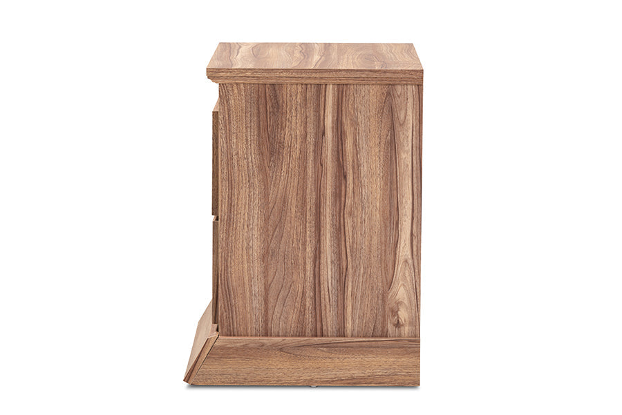 Baxton Studio Ryker Modern and Contemporary Oak Finished 2-Drawer Wood Nightstand