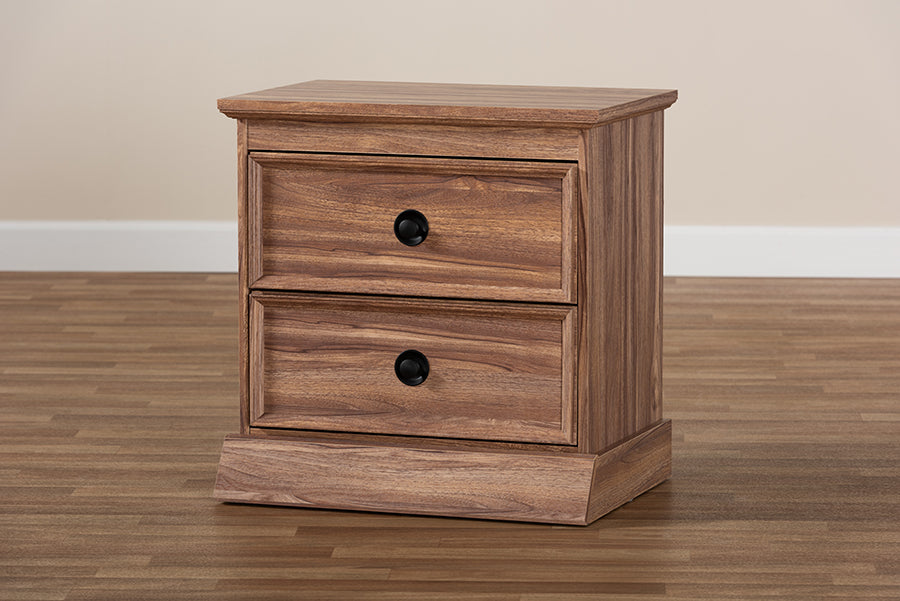 Baxton Studio Ryker Modern and Contemporary Oak Finished 2-Drawer Wood Nightstand