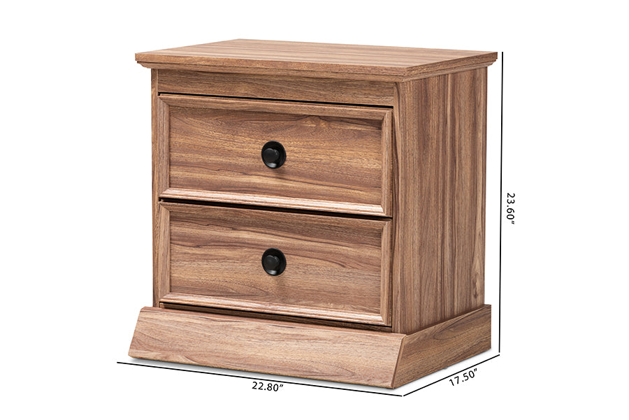 Baxton Studio Ryker Modern and Contemporary Oak Finished 2-Drawer Wood Nightstand