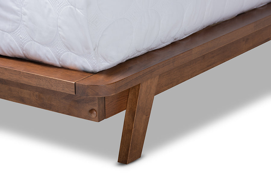Baxton Studio Sante Mid-Century Modern Grey Fabric Upholstered Wood Full Size Platform Bed