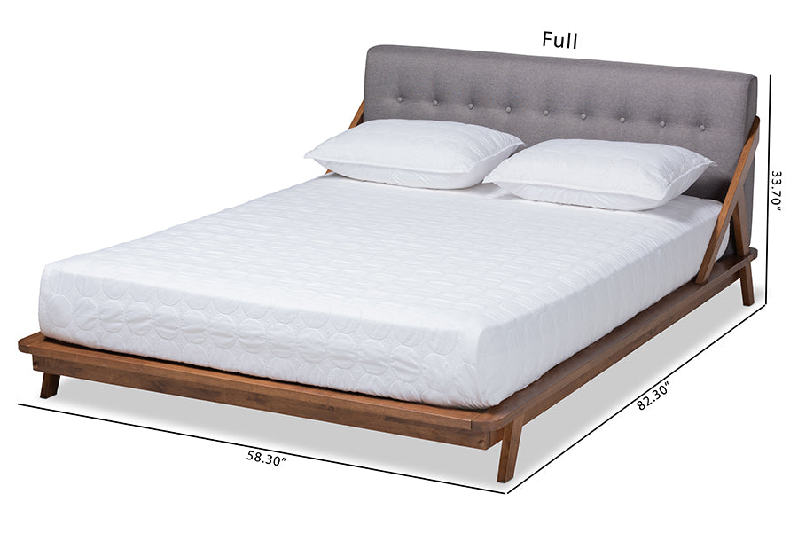Baxton Studio Sante Mid-Century Modern Grey Fabric Upholstered Wood King Size Platform Bed