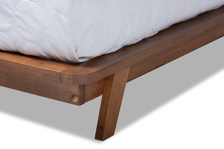 Baxton Studio Sante Mid-Century Modern Light Beige Fabric Upholstered Wood King Size Platform Bed